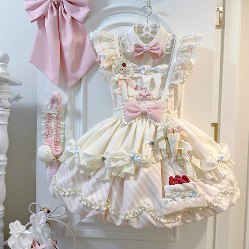 全款现货|甜心蛋糕lolita洛丽塔甜美可爱短袖OP小狗裱花师蓬蓬裙