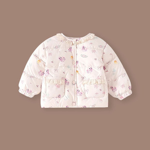 女童羽绒服冬季儿童洋气甜美碎花90%白鸭绒短款上衣宝宝冬装外穿