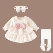 婴儿衣服春秋装 女宝宝公主裙满月百天周岁礼服裙网纱蓬蓬生日裙子