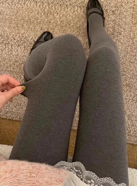 韩系加绒抗起球瘦腿袜显瘦提臀打裤大弹力连脚袜裤纯色紧身连脚袜