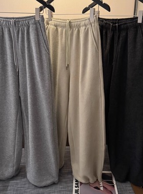 秋冬慵懒裤！保暖不臃肿毛巾绒软糯奶奶裤抽绳松紧腰宽松休闲卫裤