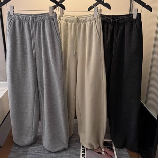 抽绳松紧腰宽松休闲卫裤 秋冬慵懒裤 保暖不臃肿毛巾绒软糯奶奶裤