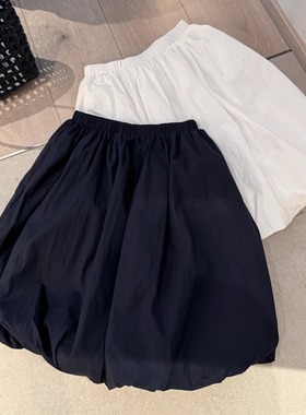 蓬蓬花苞半裙！学院风黑色极简高级感半身裙女2025夏季高腰短裙