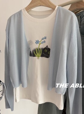 ABLE 韩系气质防晒外搭薄款显瘦一粒扣针织开衫2025多色短款上衣