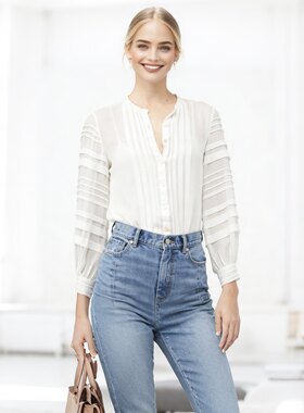 RT原单 真丝桑蚕丝春夏系列女士圆领简约时尚百搭衬衫大码