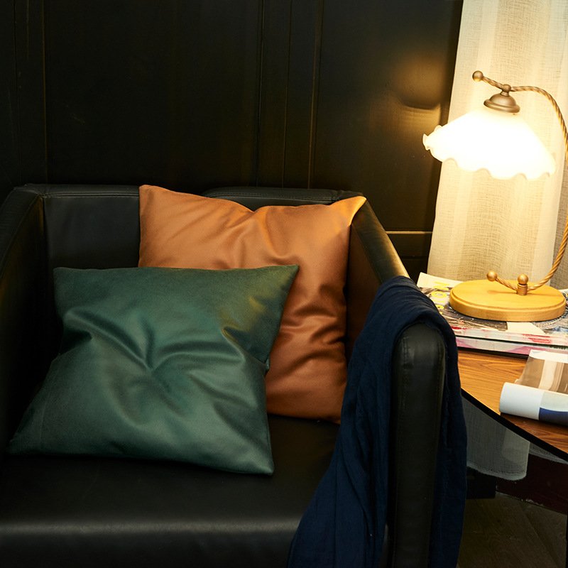 轻奢仿皮亲肤科技布抱枕套沙发抱枕ins风简约多色沙发靠垫枕头套