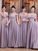 紫色伴娘服2026新款 婚礼缎面高级感小众绝美姐妹团礼服女平时可穿