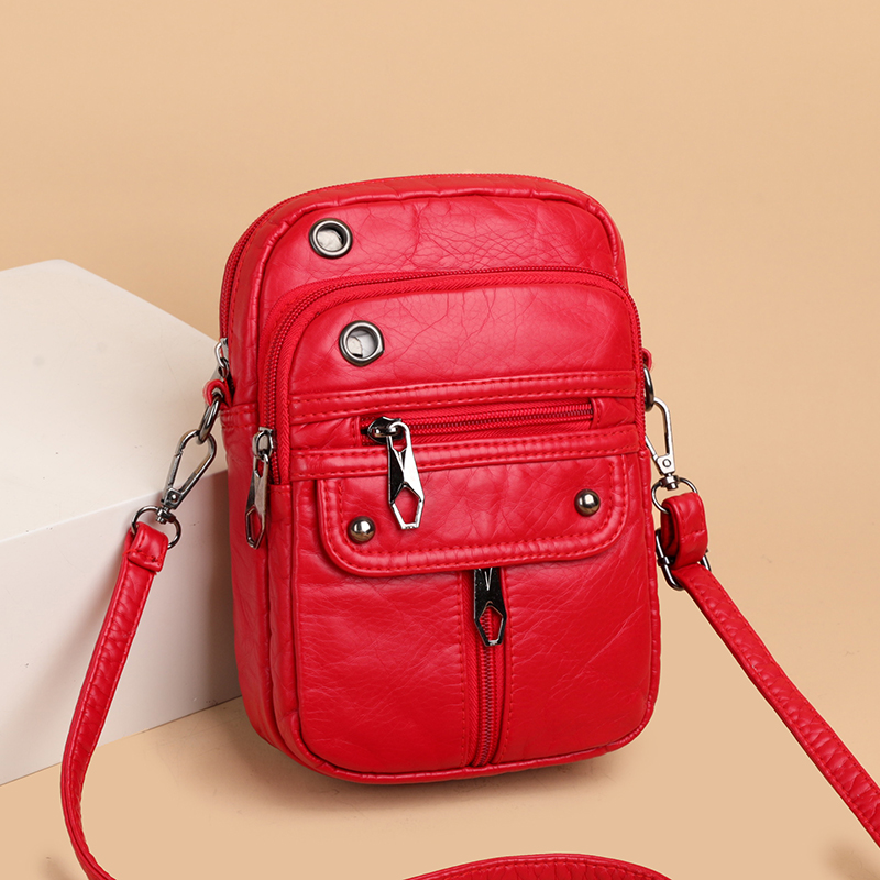 小方包撞色迷你时尚软皮手机包