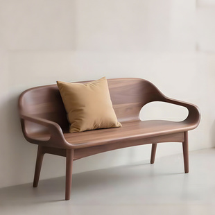 中古风黑胡桃木沙发新款高端客厅民宿办公室直排布艺储物实木沙发