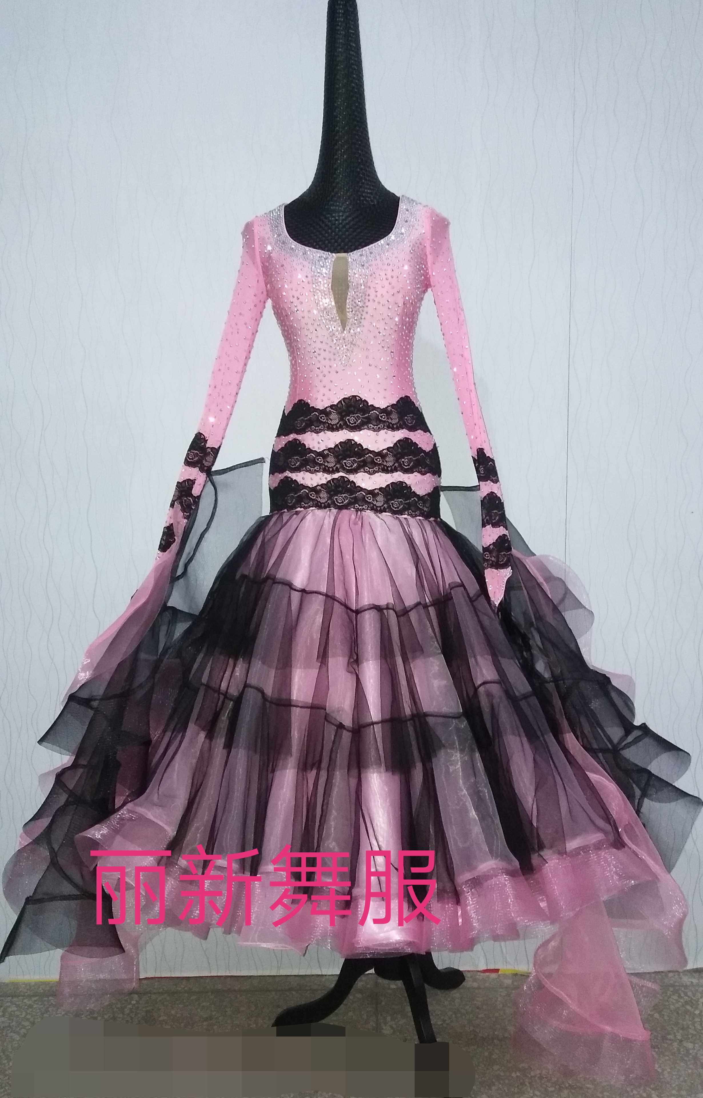 2019新款摩登舞裙表演裙交谊舞比赛服装大摆连衣裙华尔兹艺考服