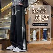 P14K143非常对图仿棉40裤 头长裤 黑色藏蓝色白灰色M到5xL