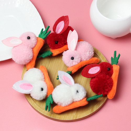 儿童可爱女生兔子发夹BB夹毛绒夹