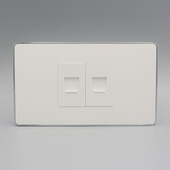 RJ11插座 RJ45 银边120型电脑电话插座面板 免打网络电话墙插面板