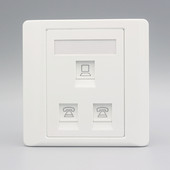 86型三口电脑电话插座1个RJ45网络加2个RJ11电话网线语音宽带面板