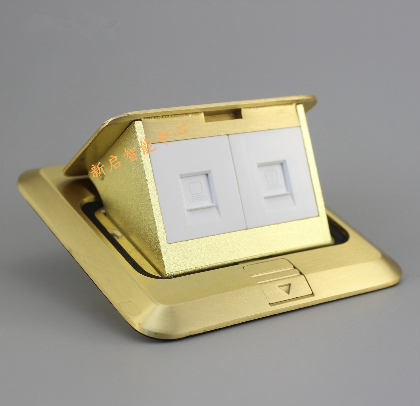 二位电脑地插 弹起式双网络地面插座 RJ45电脑网络地板插座带底盒