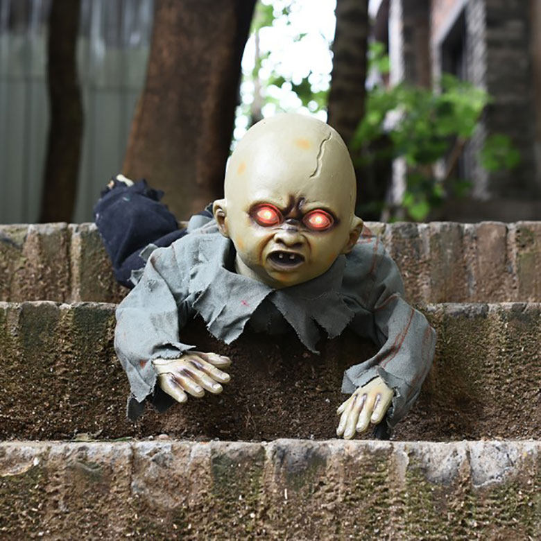 万圣节装饰鬼屋密室恐怖爬行大爬鬼发光电动声控僵尸整蛊道具玩具