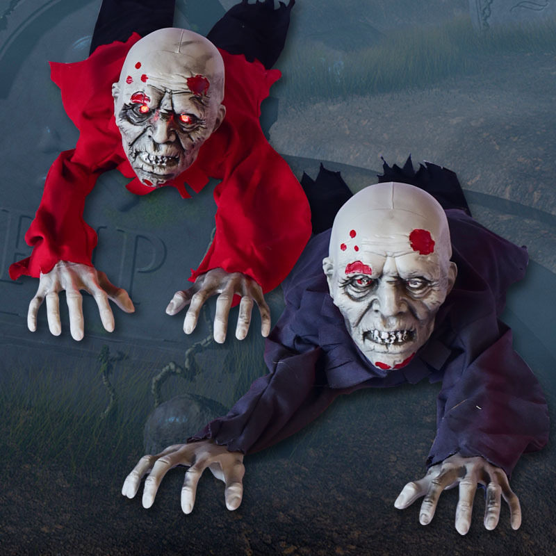 新款万圣节电动爬行鬼声控感应发光发声恐怖吓人鬼屋密室道具爬鬼