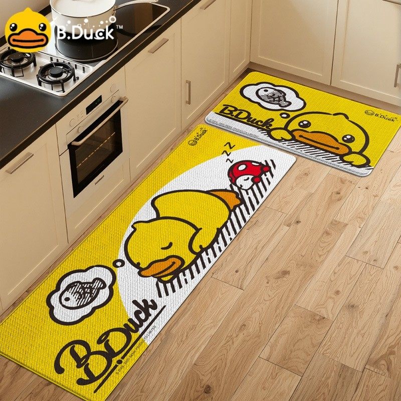 B.Duck小黄鸭得喜防水防油厨房地垫家用PVC皮革长条防滑脚垫免洗
