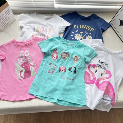 12B 夏装可爱卡通 棉棉儿童女童中童短袖T恤 70-130