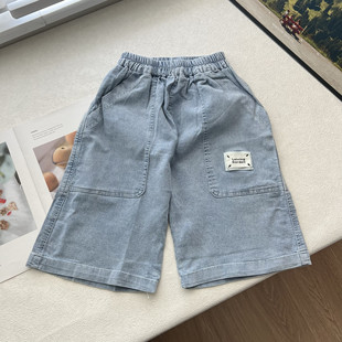 男女童短裤 童薄款 五分裤 童裤 170 17A软糯儿童牛仔中裤 子120 夏季
