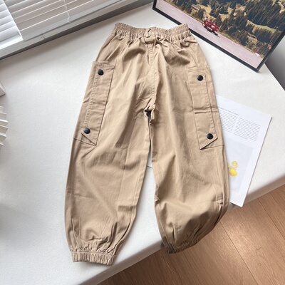 春款童装宽松中大童童装儿童 多袋裤单层梭织棉布长裤休闲裤子