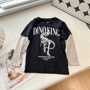 16B长袖t恤男童男孩小童幼童幼儿园欧美圆领上衣T恤 70-130