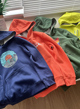 断码清 110.120 D2秋冬装 薄绒儿童连帽套头卫衣外套 中大童