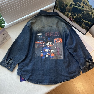 5B男孩女童牛仔外套春装 160 刺绣牛仔夹克学生薄衬衣上衣120