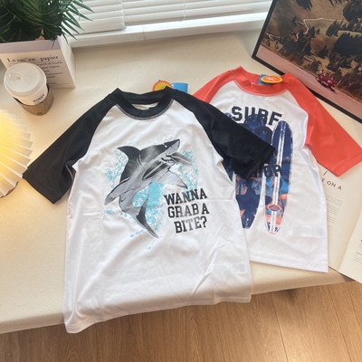 UPF50儿童运动短袖高级童装 户外干快干宽松儿童T恤圆领130-170