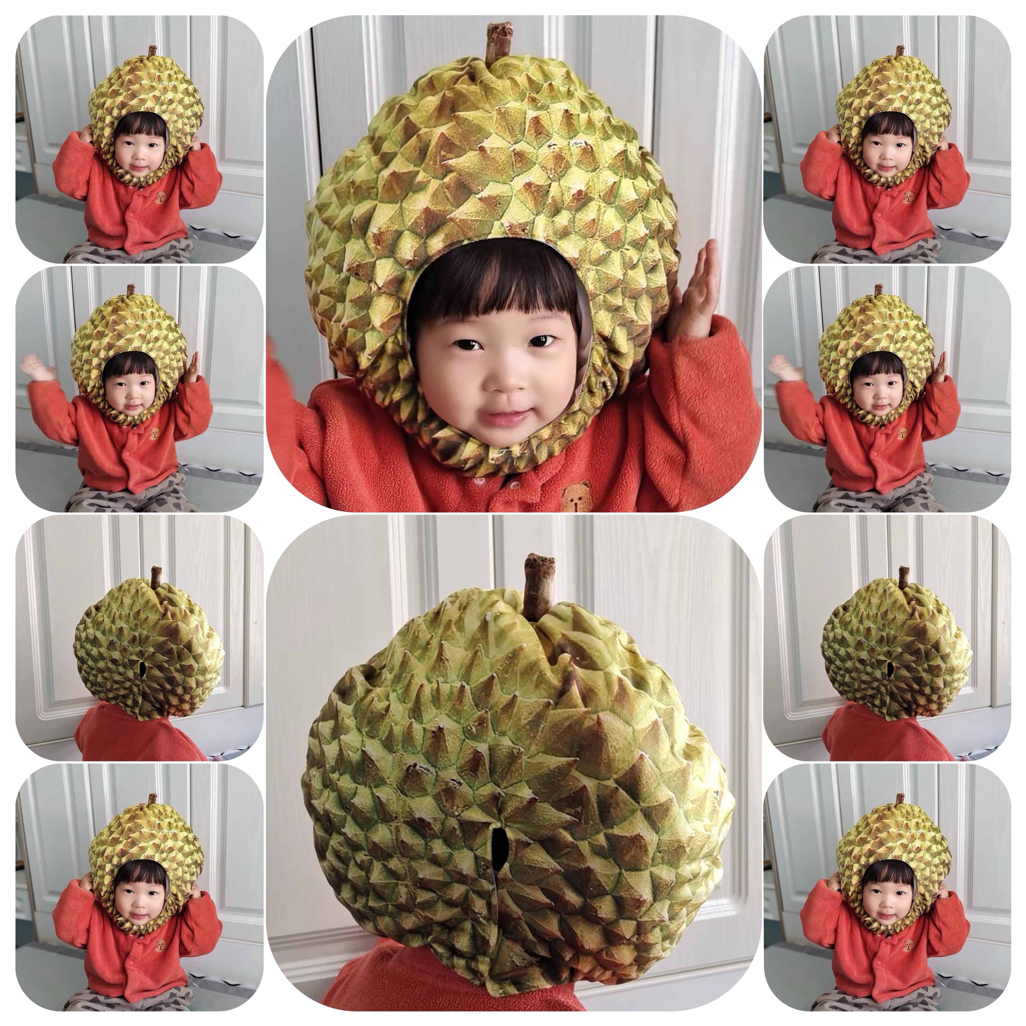 可爱搞怪卡通水果仿真儿童榴莲头套帽子拍照活动摄影出游派对道具