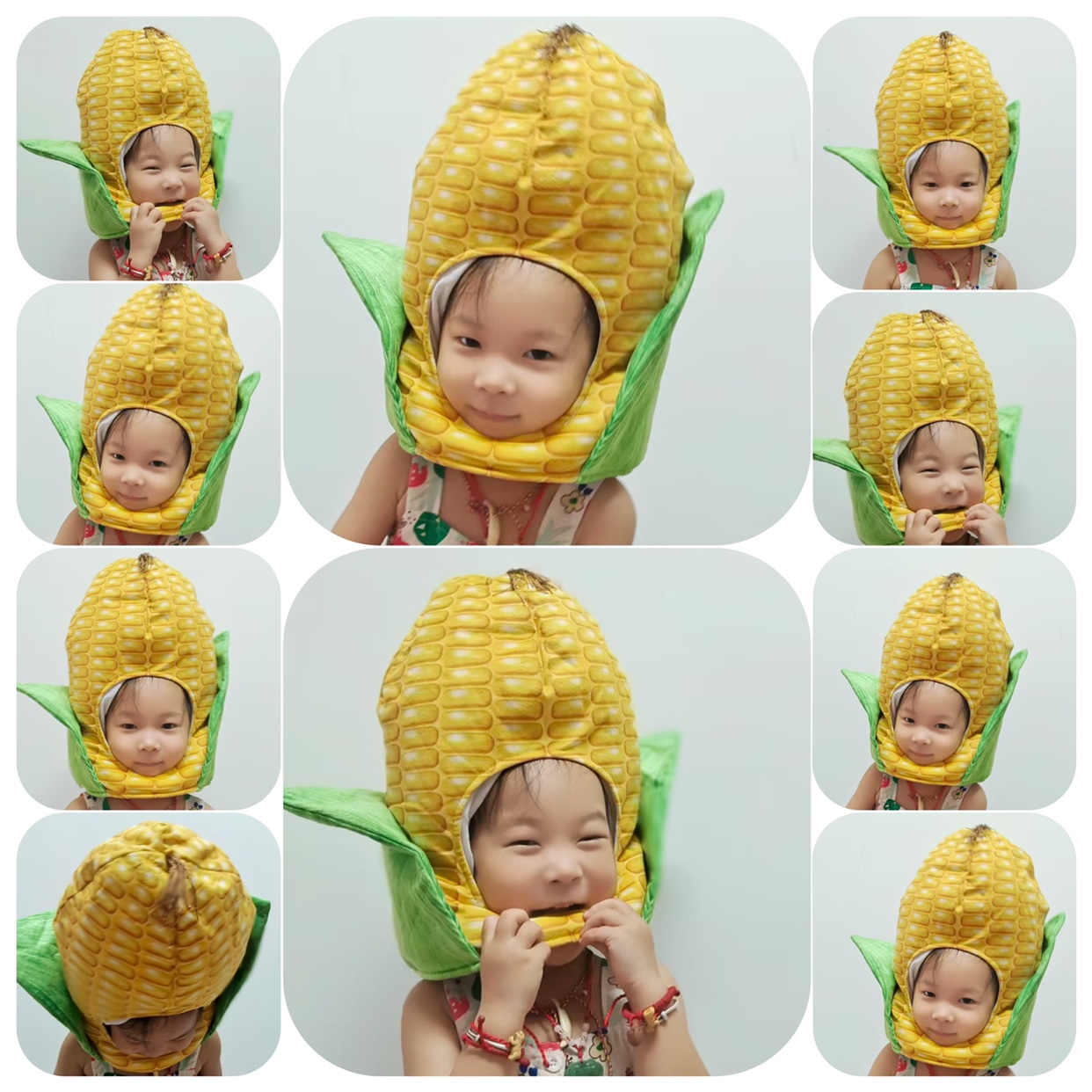 可爱搞怪少女心玉米头套帽子蔬菜头饰儿童宝宝创意拍照表演道具