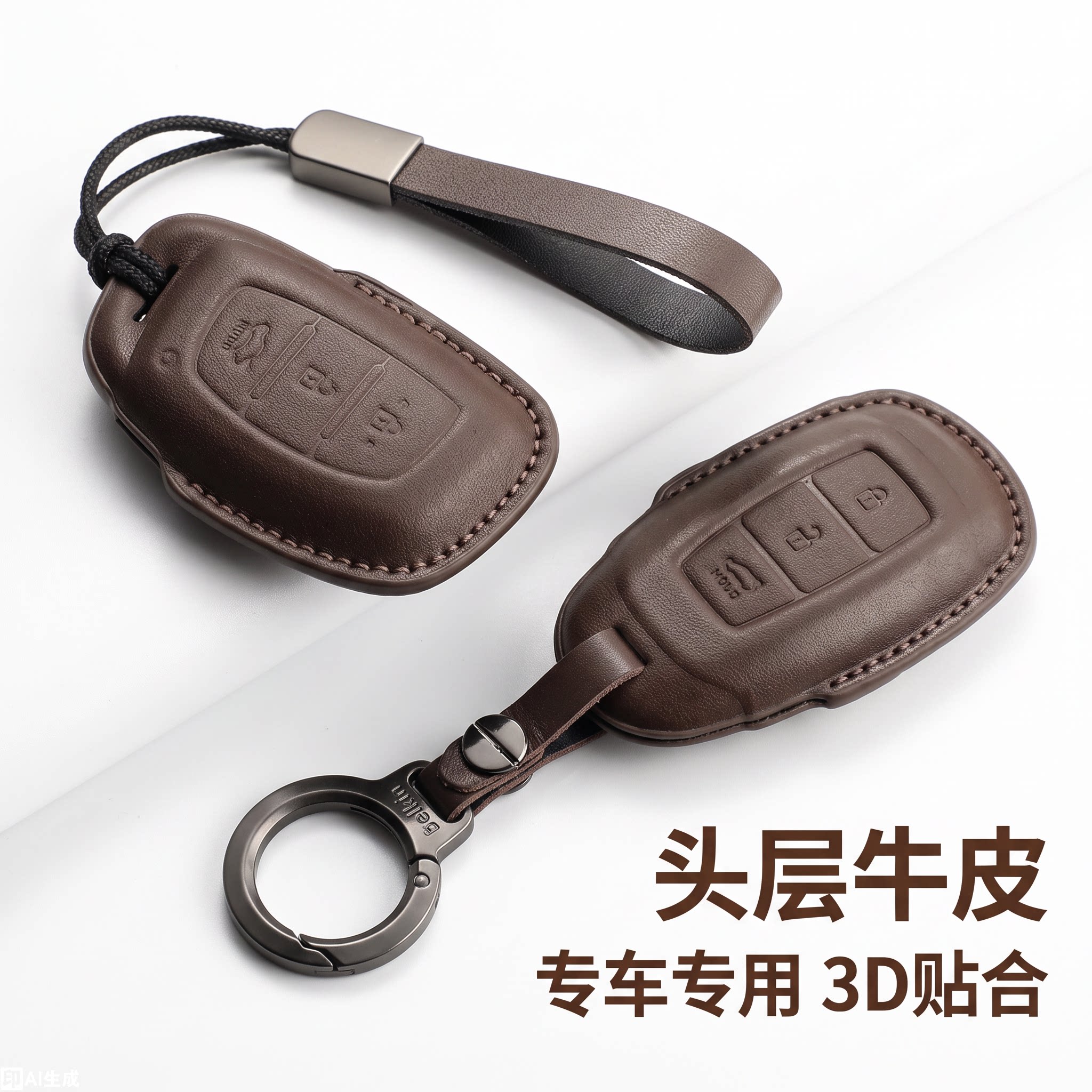 现代真皮全包钥匙保护套