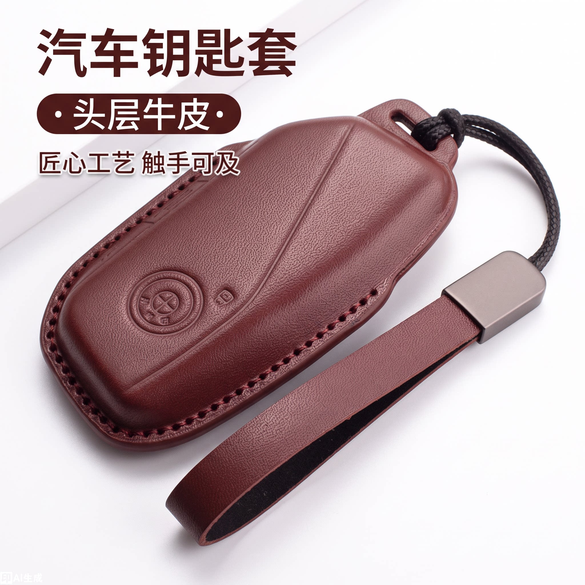 适用于宝马刀锋3键牛皮钥匙套