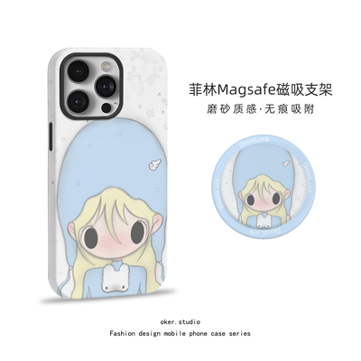 适用苹果17pro手机壳野有上秋磁吸iPhone16女款15promax新款12简约风少女小清新蓝色14硅胶13支架11pm保护套