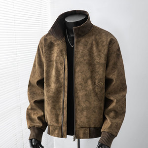 得物复古底特律休闲皮夹克飞行服皮衣男防外套26183特P60图片