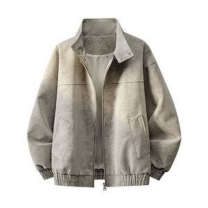 得物品质休闲皮夹克飞行服皮衣男防外套730特P58图片