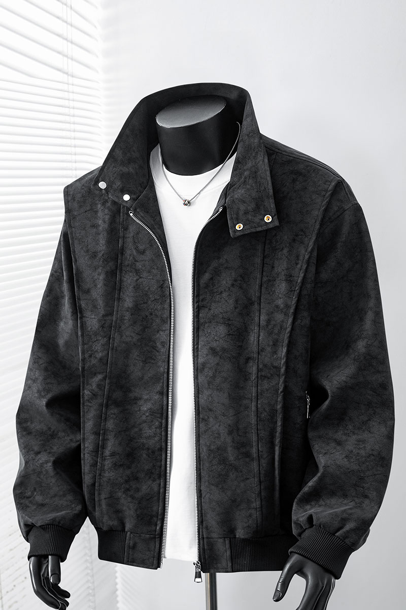 得物品质休闲皮夹克飞行服皮衣男防外套2581特P66,男装夹克,电商A010
