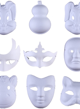 舞会儿童白色手绘狐狸面具