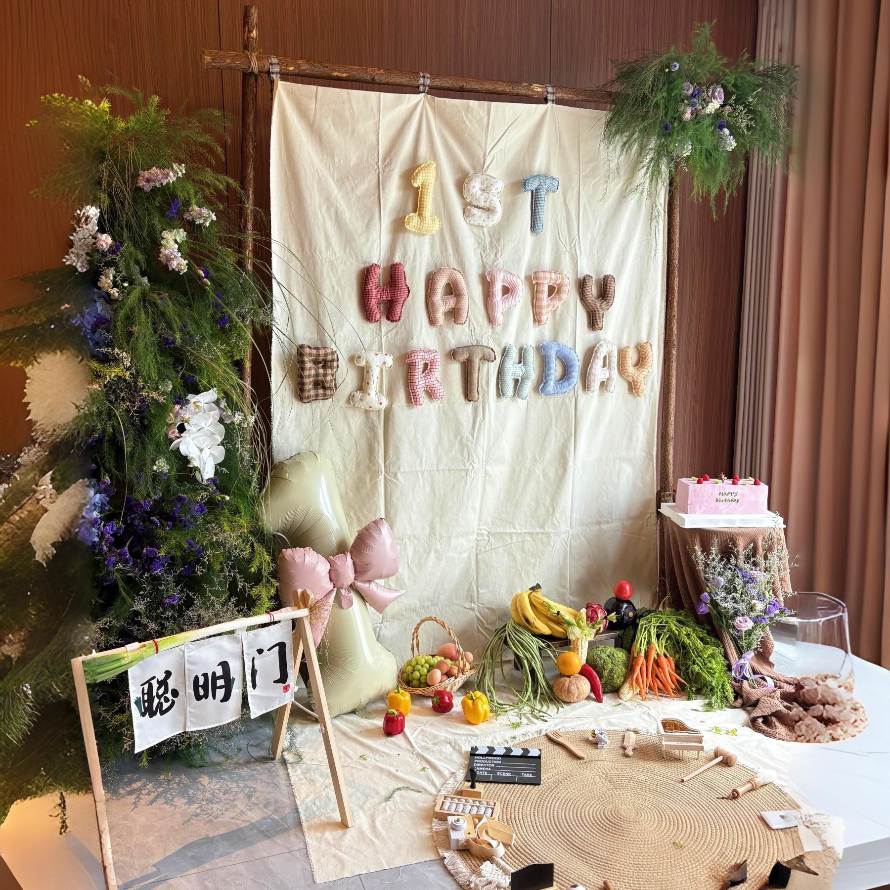 成品定制英文生日字母布艺装饰男节庆布艺用品