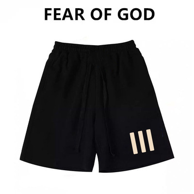 ESSENTIALS潮牌植绒三条杠短裤男夏季高街美式FOG宽松休闲五分裤