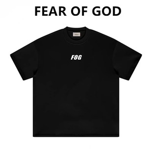潮牌重磅纯棉情侣宽松半袖 美式 T恤男女ESSENTIALS夏季 FOG字母短袖