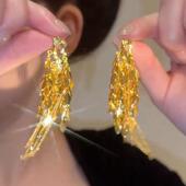 金色麦穗长款 流苏耳环日韩时尚 夸张百搭耳坠小众设计显脸瘦耳饰女