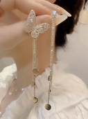 2025年新款 潮春夏小众设计女高级感轻奢耳坠微镶AB款 蝴蝶流苏耳环