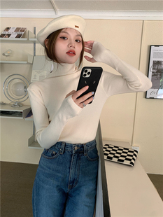 内搭打底衫 套指上衣女秋冬半截手套针织衫 套手指毛衣手指洞毛线衫