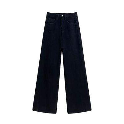 黑色小个子高腰宽松阔腿牛仔裤2025春秋直筒新款显瘦拖地垂感裤子