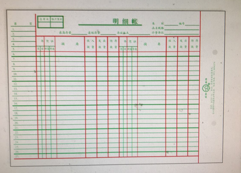 数量金额式三栏明细借贷存货账本