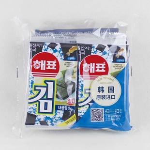 鱿鱼味 海飘 即食烤海苔12g6袋入 海牌 韩国风味紫菜紫菜海苔零食