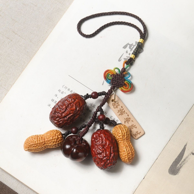 紫檀好事发生汽车挂件钥匙扣挂饰好事花生挂件