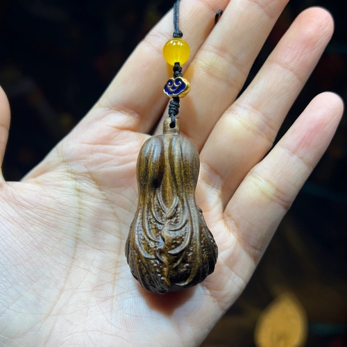 天然沉香木雕刻白菜百财汽车钥匙扣挂件吊坠男女款钥匙链包挂饰