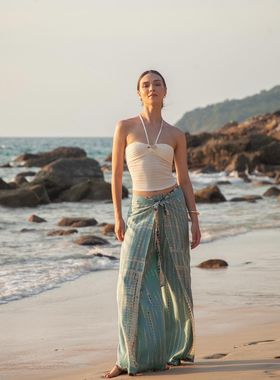 heartweavers 泰国品牌 波西米亚异域度假风设计感沙滩高腰阔腿裤